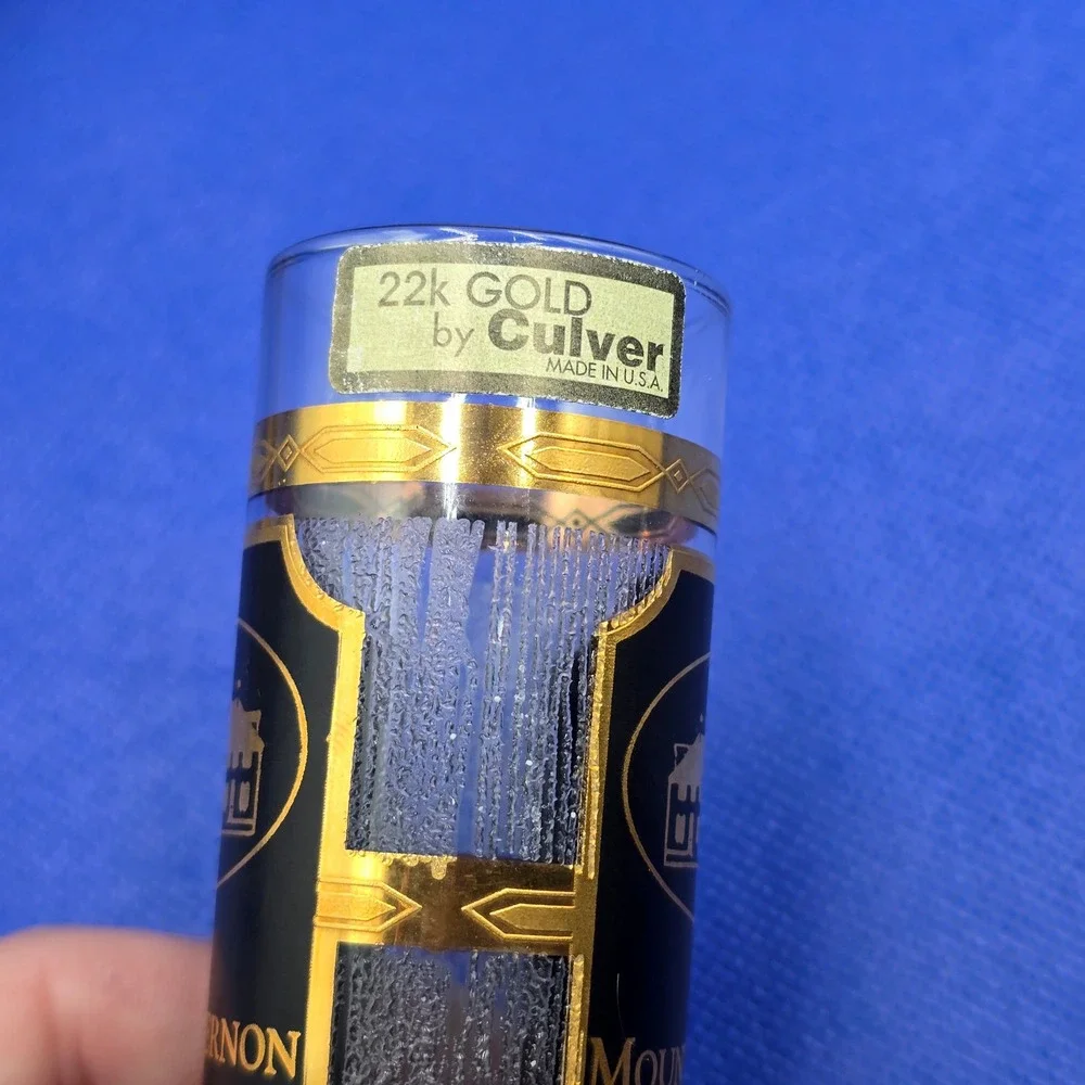 Culver Mount Vernon Shot Glass 22k Gold George Washington Home Tall Shooter